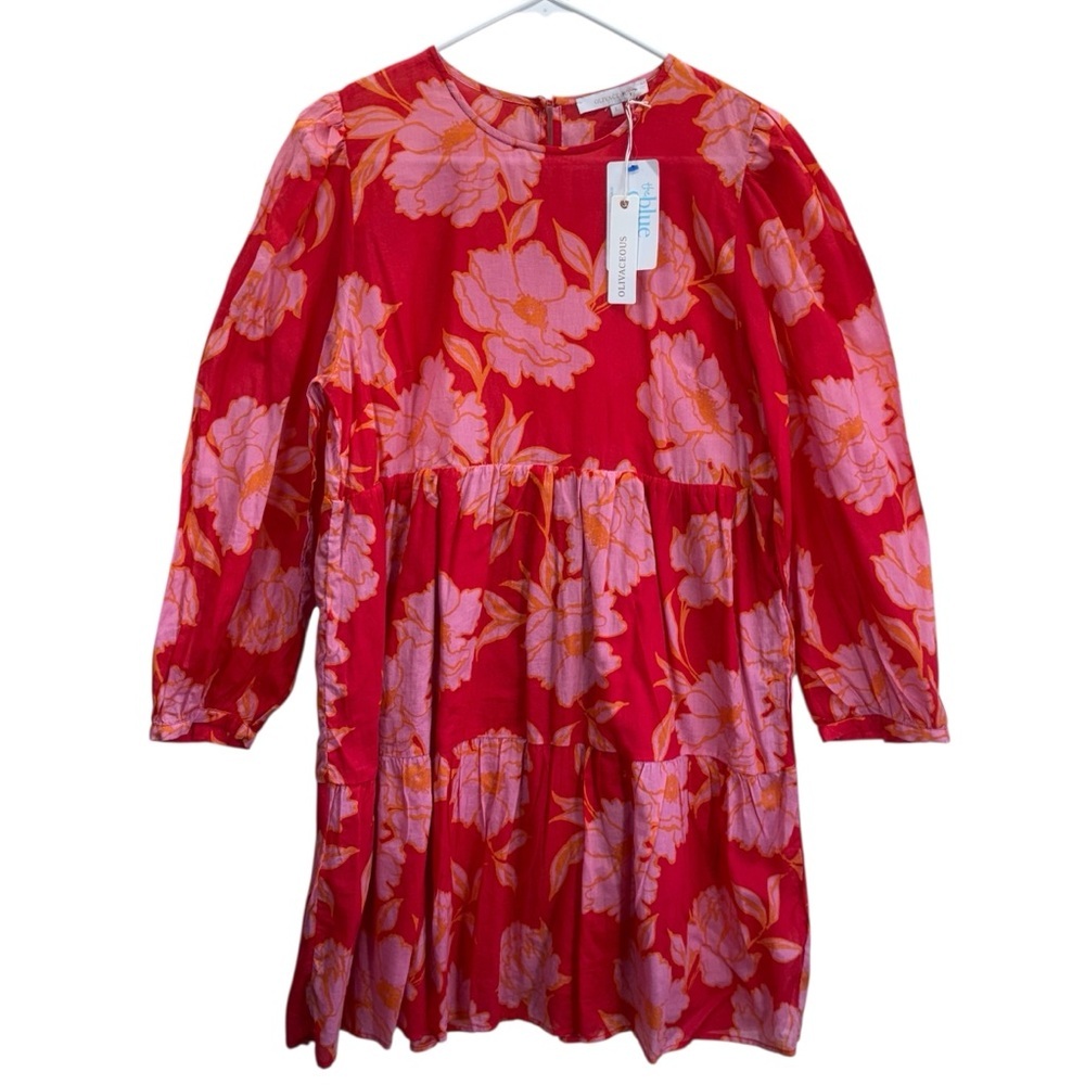 Olivaceous Baby Doll Pink and Red Floral Dress Size L NWT